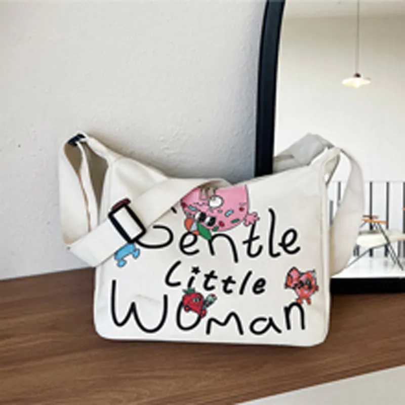 Women's Canvas Fashionable Large Capacity For College Shoulder Bags