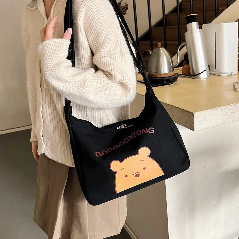 Women's Canvas Fashionable Large Capacity For College Shoulder Bags