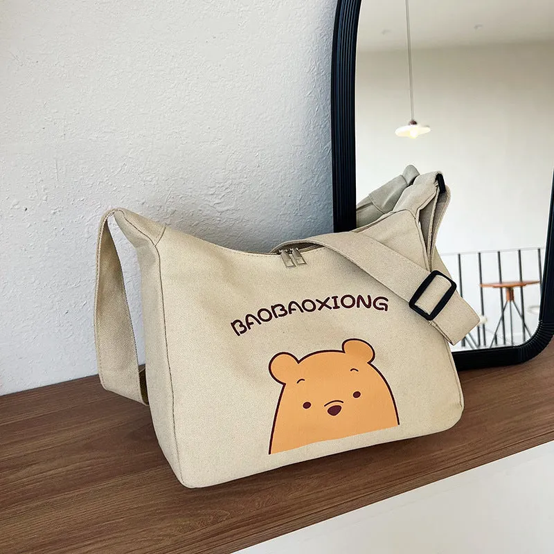 Women's Canvas Fashionable Large Capacity For College Shoulder Bags