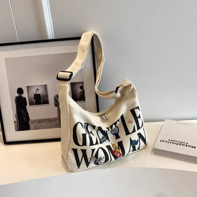 Women's Canvas Fashionable Large Capacity For College Shoulder Bags