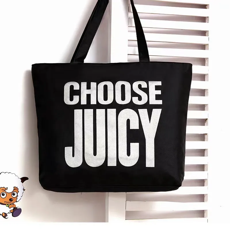 Women's Canvas Printed Simple Portable Large Capacity Shopping Bags