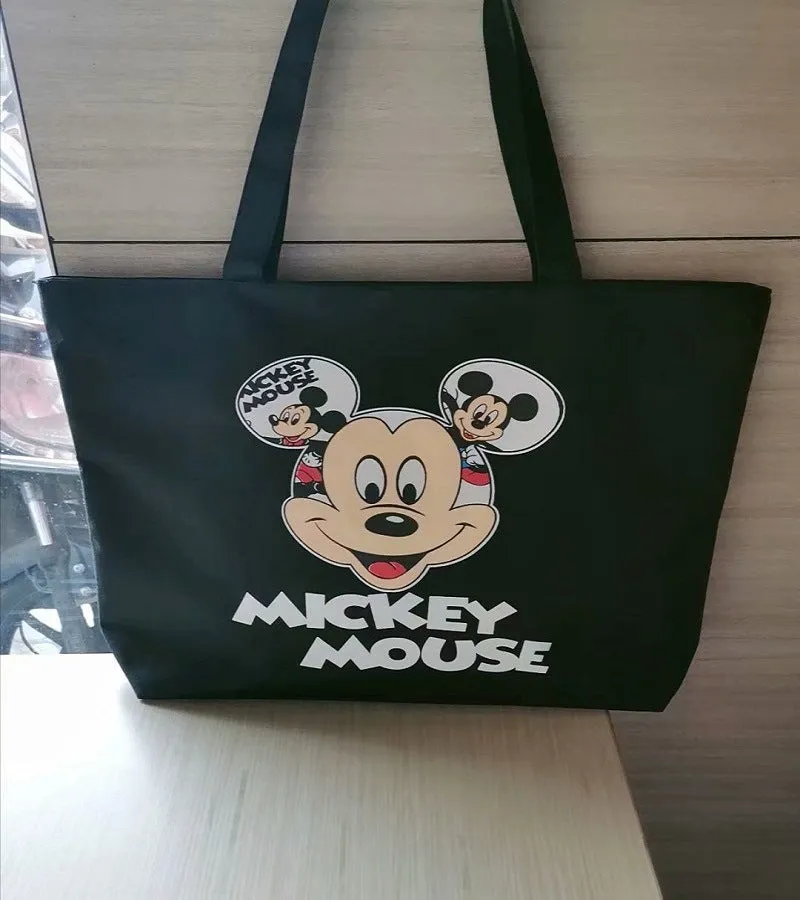 Women's Canvas Printed Simple Portable Large Capacity Shopping Bags