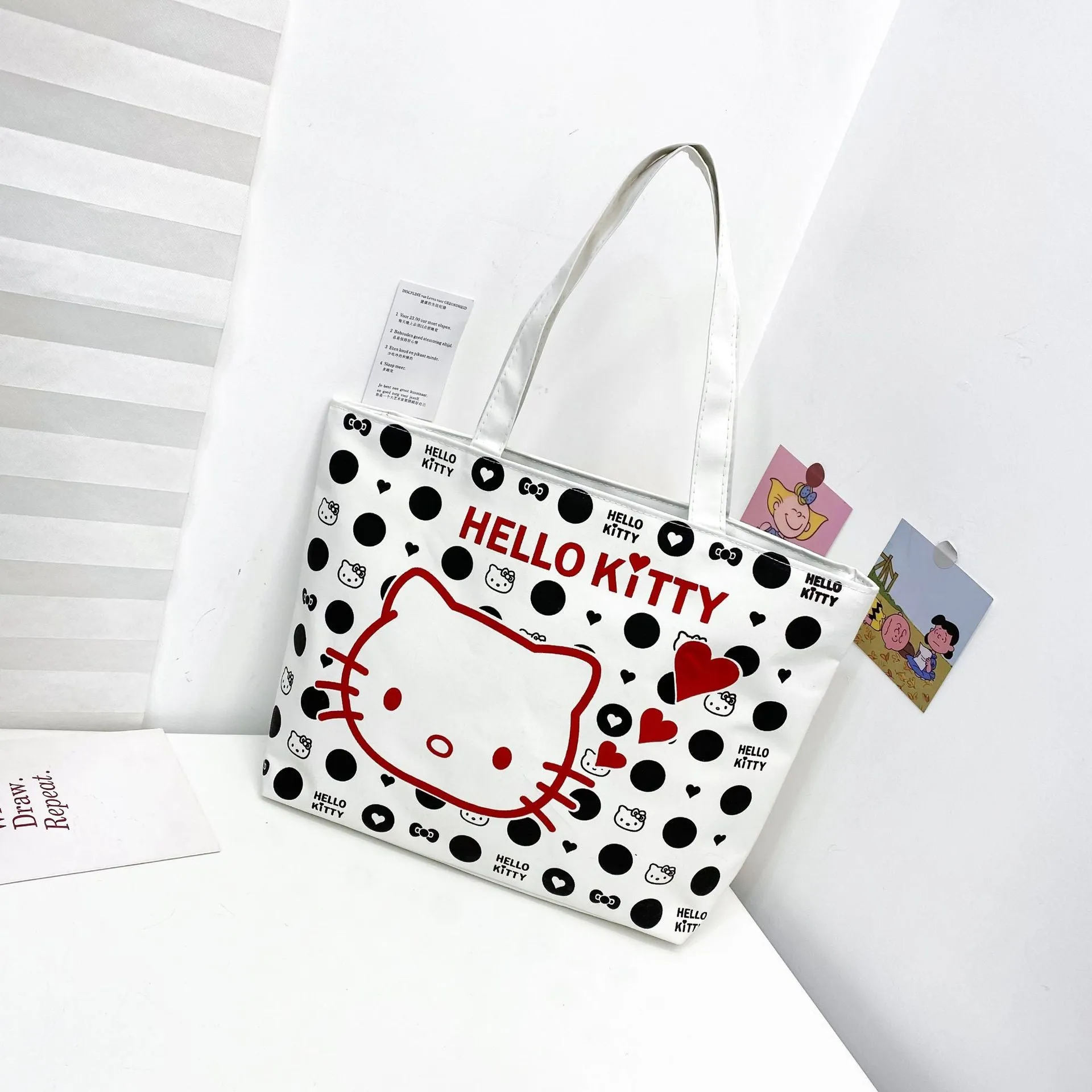 Women's Canvas Printed Simple Portable Large Capacity Shopping Bags