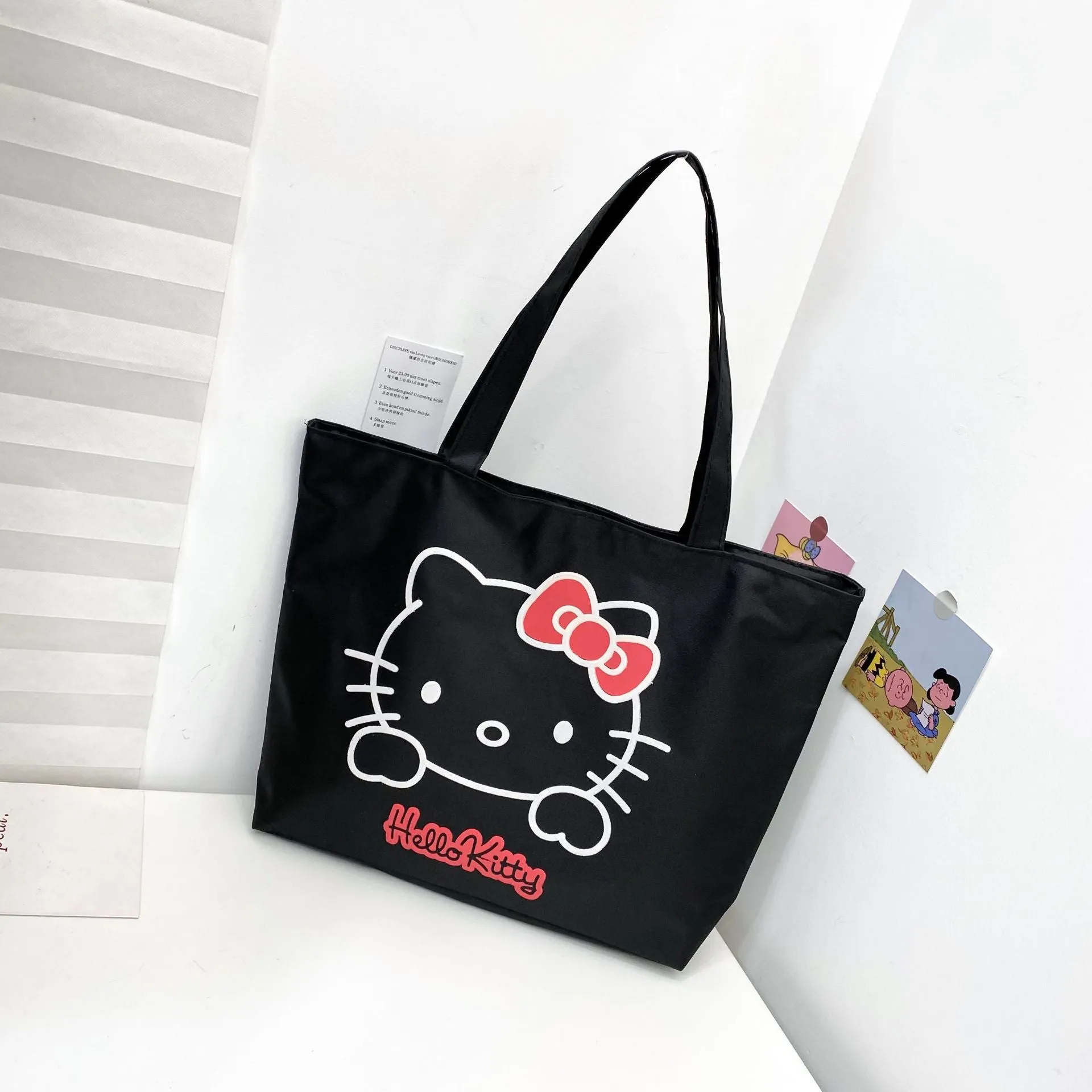 Women's Canvas Printed Simple Portable Large Capacity Shopping Bags