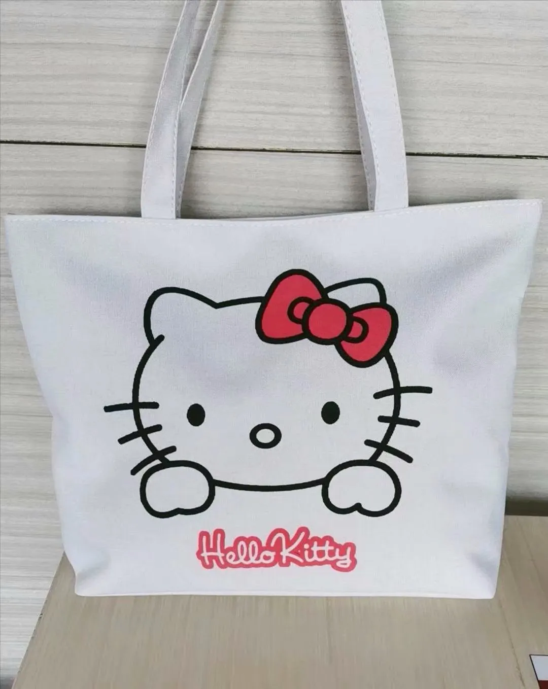 Women's Canvas Printed Simple Portable Large Capacity Shopping Bags