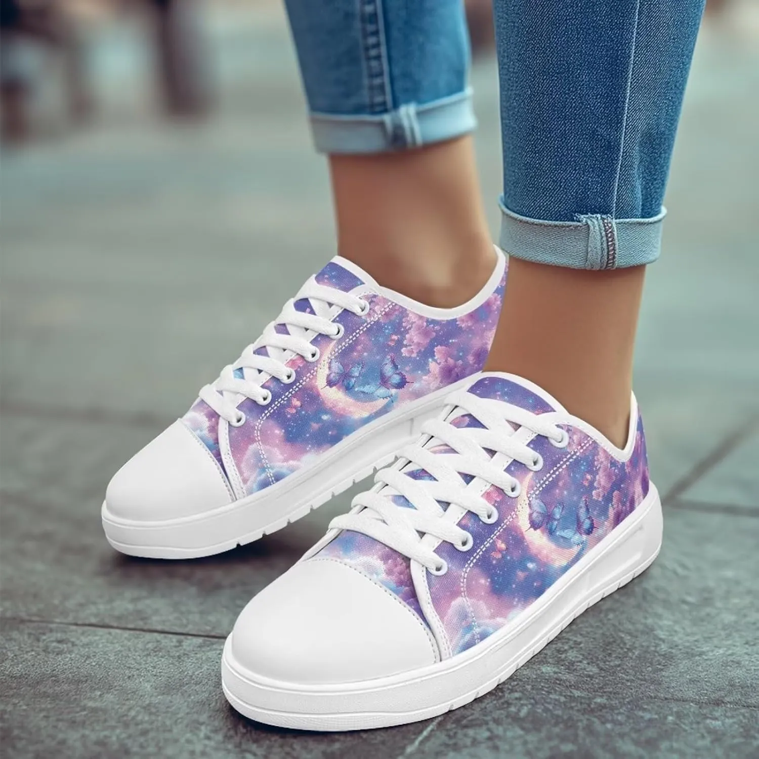 Womens Canvas Sneakers Lightweight Lace Up Fashion Comfortable Canvas Shoes Low Top Slip On Casual Tennis Walking Footwear