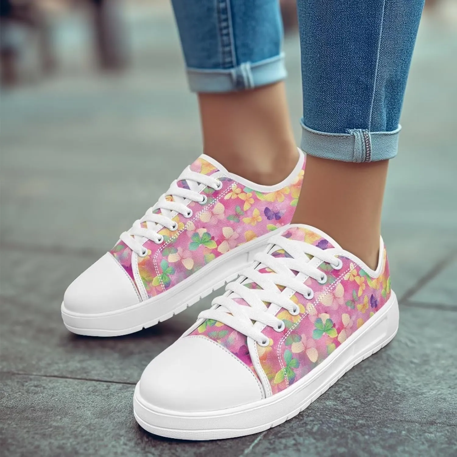 Womens Canvas Sneakers Lightweight Lace Up Fashion Comfortable Canvas Shoes Low Top Slip On Casual Tennis Walking Footwear