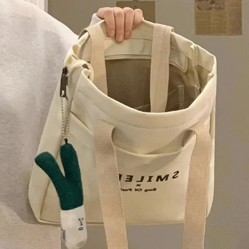 Women's College Class Canvas Large Capacity Commuter Shoulder Bags