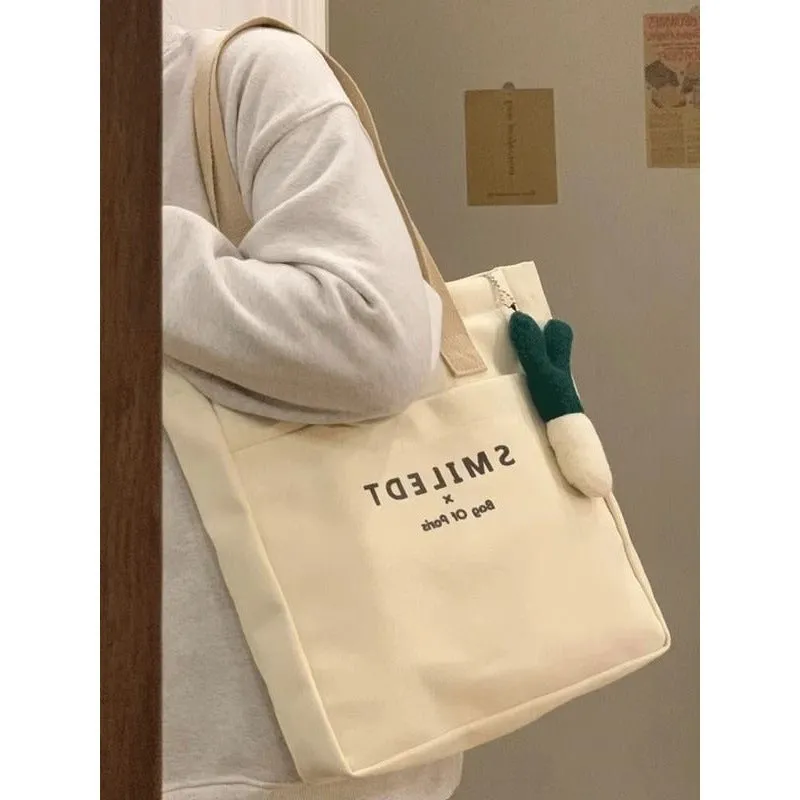 Women's College Class Canvas Large Capacity Commuter Shoulder Bags