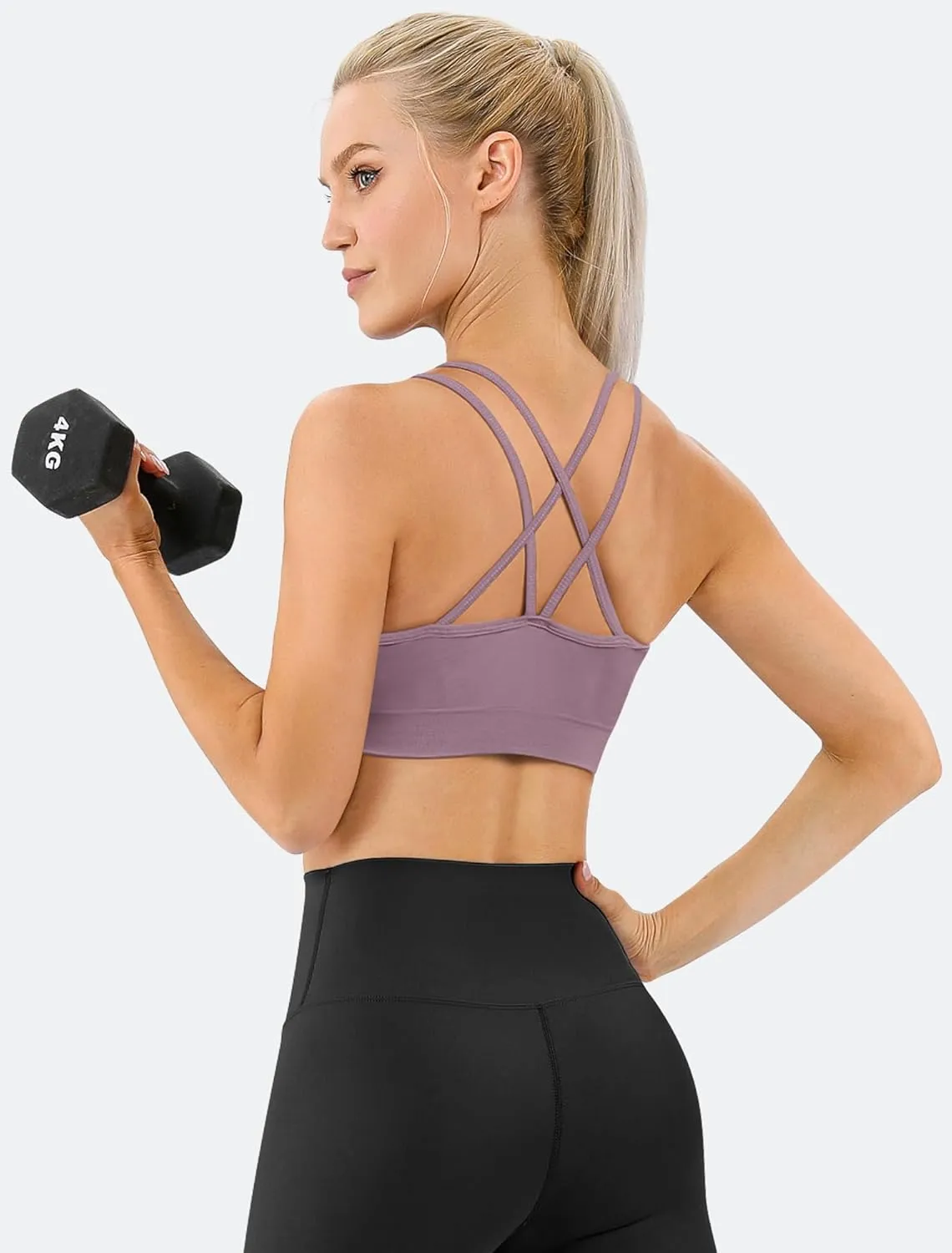 Women's Cross Back Sports Bra Padded Strappy Medium Support Yoga Bra for Workout Fitness 3 Pack