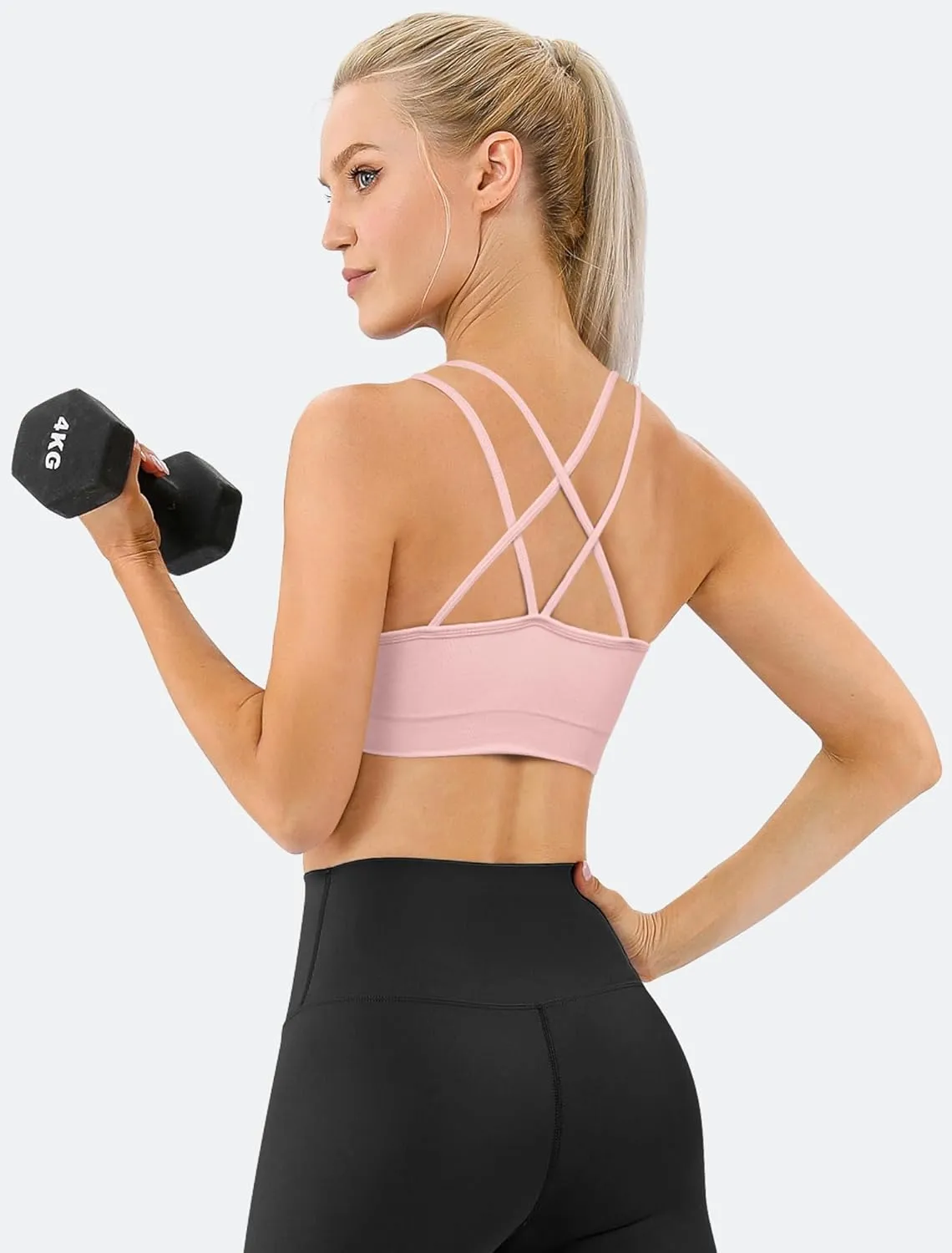 Women's Cross Back Sports Bra Padded Strappy Medium Support Yoga Bra for Workout Fitness 3 Pack