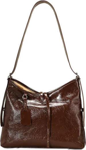 Women's Crossbody Large Capacity Tote Oil Waxed Leather Soft Bag for Casual and Formal Occasions