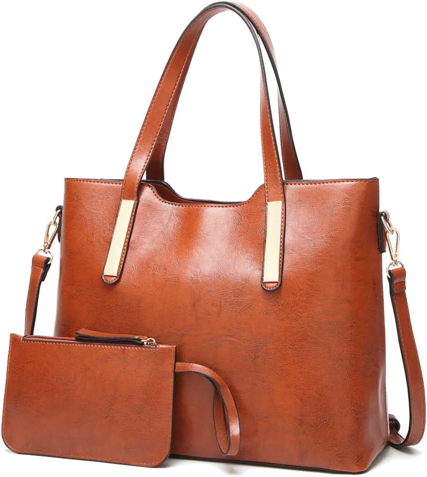 Women's Designer Handbags Satchel Bags Top Handle Purse Shoulder Bag w/Matching Wallet 2 PCS Set