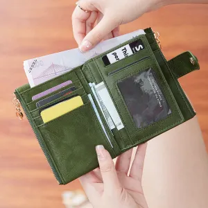 Women's Double Zipper Trifold Wallet – Multi-Card Slot Wallet