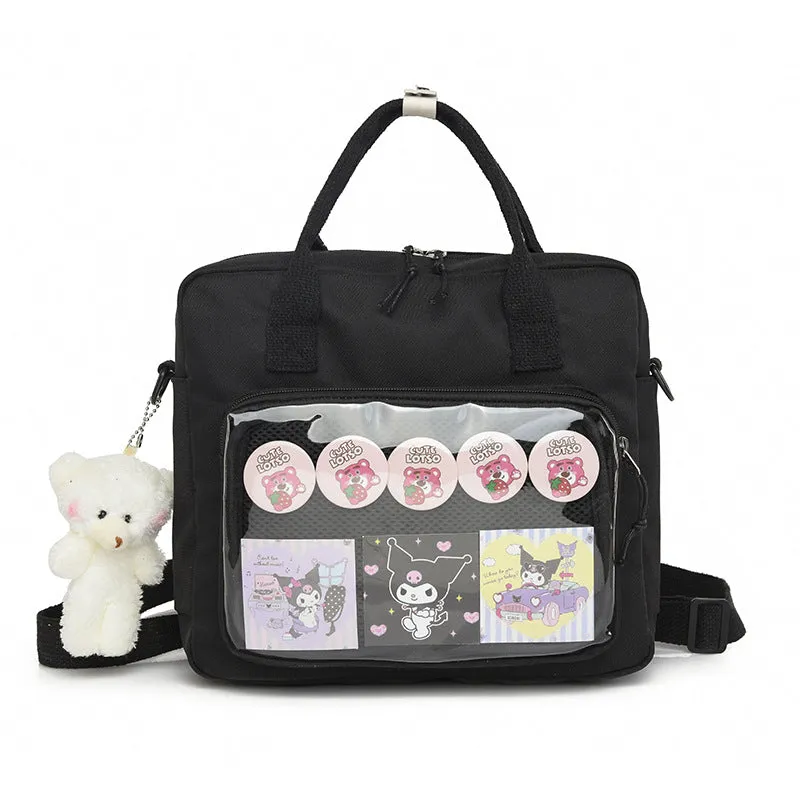 Women's Everyday Joker Transparent Cartoon Doll Canvas Bags