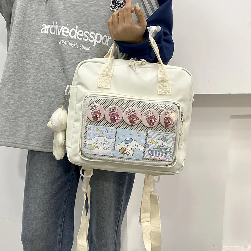 Women's Everyday Joker Transparent Cartoon Doll Canvas Bags