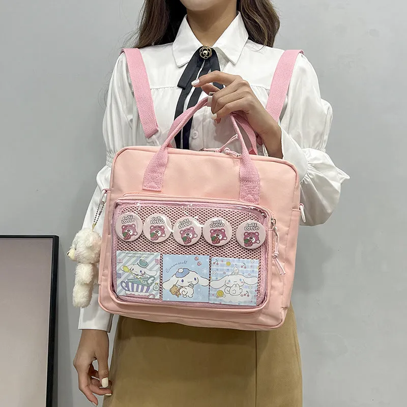 Women's Everyday Joker Transparent Cartoon Doll Canvas Bags