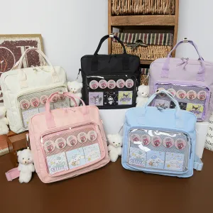 Women's Everyday Joker Transparent Cartoon Doll Canvas Bags