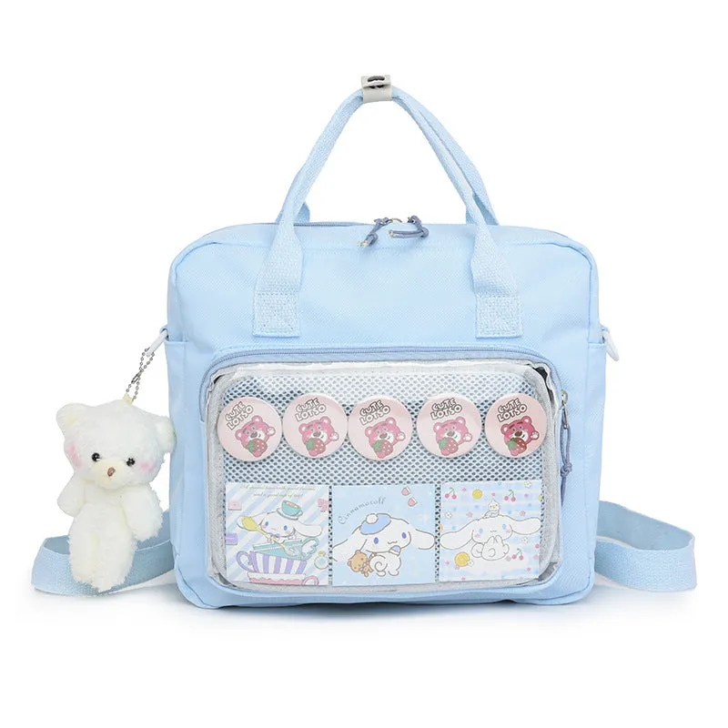 Women's Everyday Joker Transparent Cartoon Doll Canvas Bags