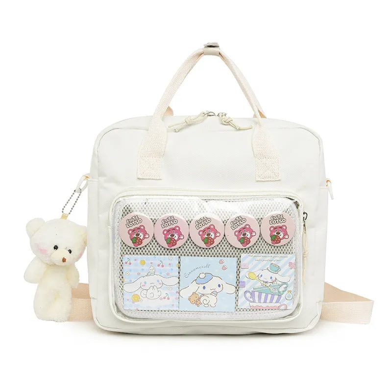 Women's Everyday Joker Transparent Cartoon Doll Canvas Bags