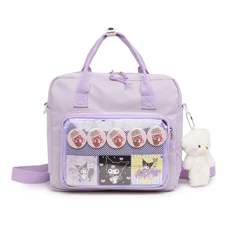 Women's Everyday Joker Transparent Cartoon Doll Canvas Bags