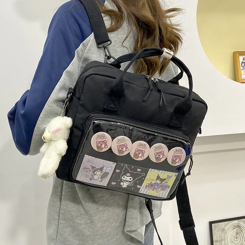 Women's Everyday Joker Transparent Cartoon Doll Canvas Bags