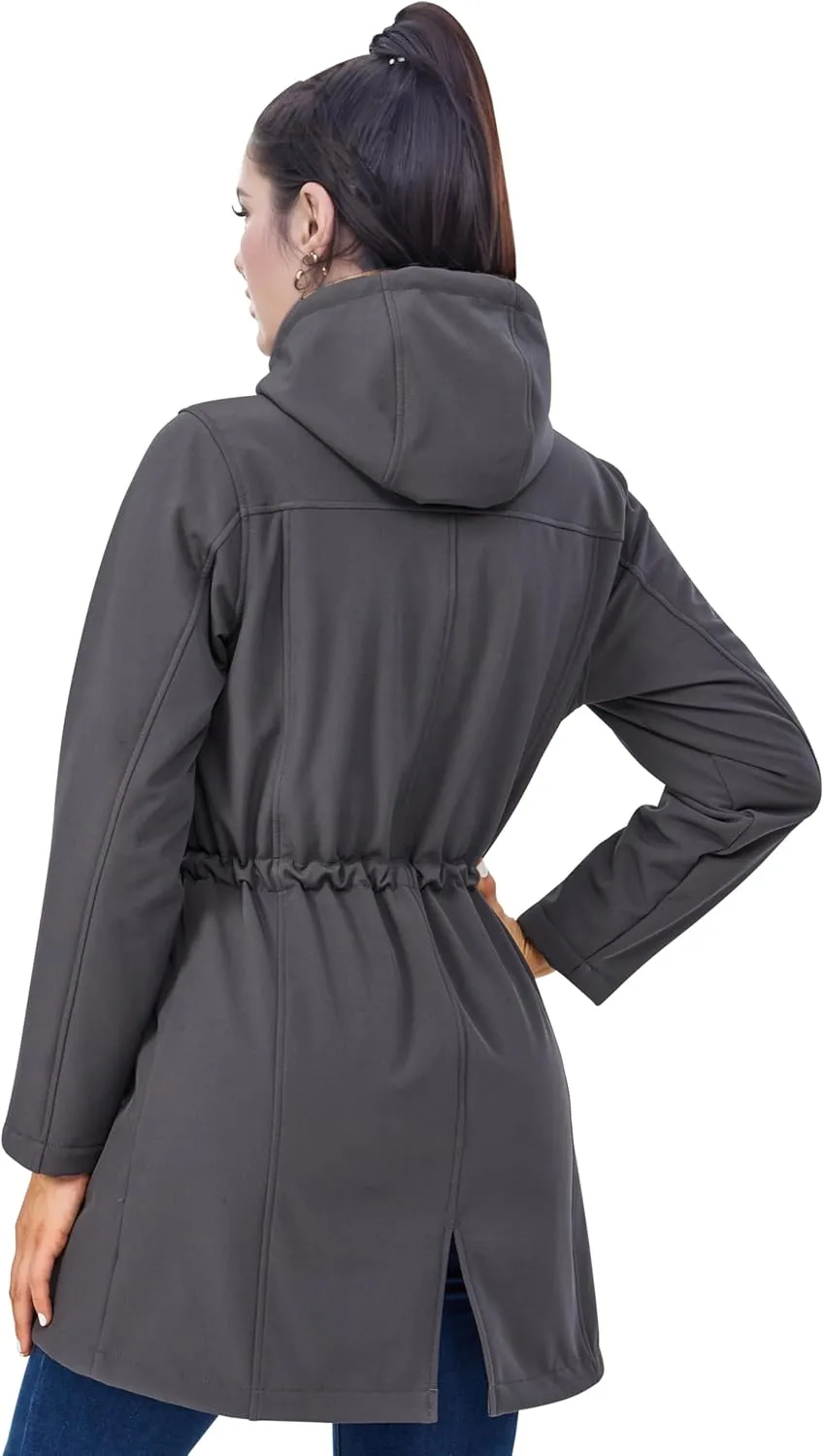 Women's Fleece Jacket Long Soft Shell Insulated Warm Winter Coat Waterproof Windbreaker Hood Parka