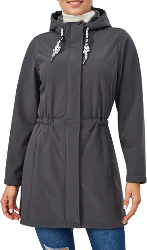 Women's Fleece Jacket Long Soft Shell Insulated Warm Winter Coat Waterproof Windbreaker Hood Parka