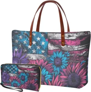 Womens Handbag with Matching Wallet, Large Top Handle Purse Shoulder Tote Bag with PU Clutch Wallet Purse…