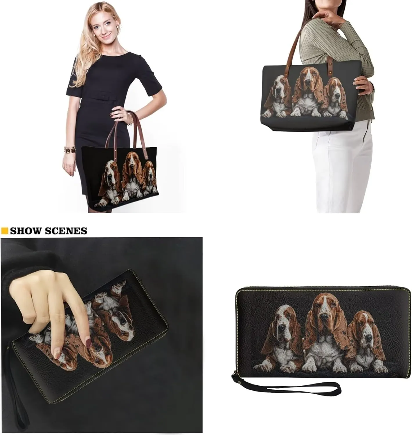 Womens Handbag with Matching Wallet, Large Top Handle Purse Shoulder Tote Bag with PU Clutch Wallet Purse…