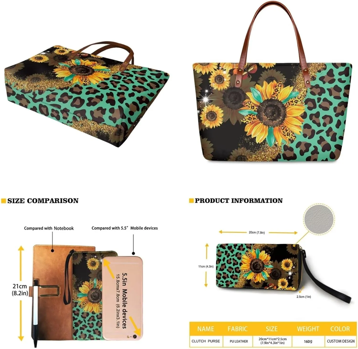 Womens Handbag with Matching Wallet, Large Top Handle Purse Shoulder Tote Bag with PU Clutch Wallet Purse…