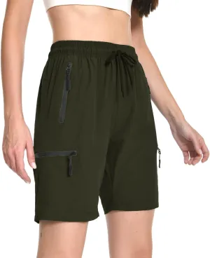 Women's Hiking Cargo Shorts Travel Athletic Golf Quick Dry Lightweight Summer Shorts for Women with Zipper Pockets