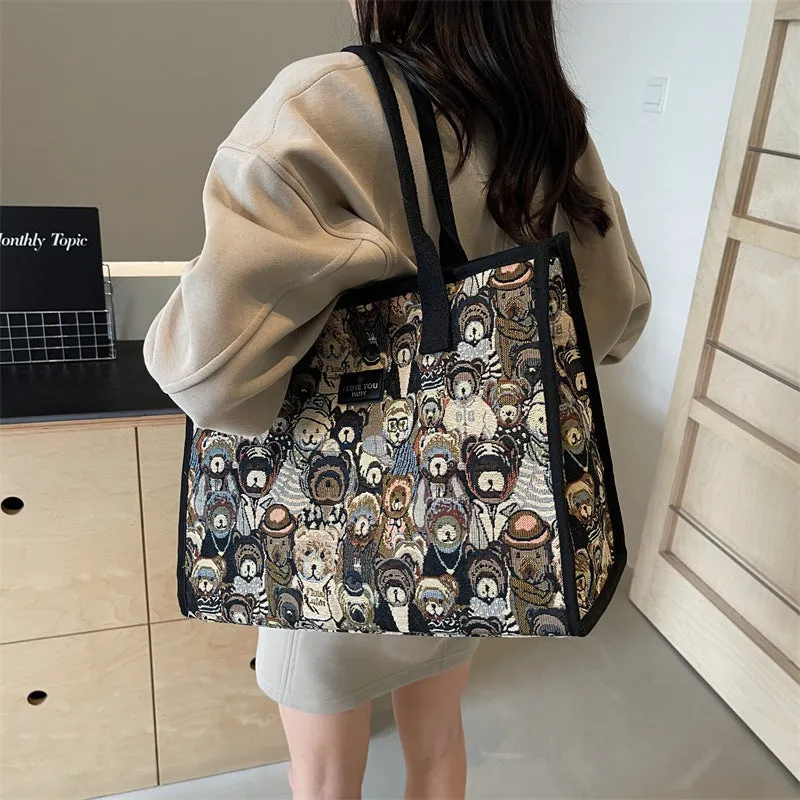 Women's Large Capacity Canvas Fashion Fashionable Class Shoulder Bags