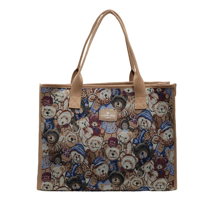 Women's Large Capacity Canvas Fashion Fashionable Class Shoulder Bags