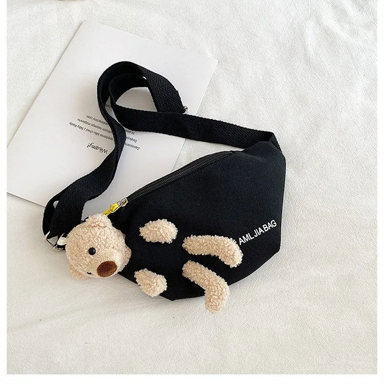 Women's Little Bear Canvas Fashionable Cute Crossbody Bags