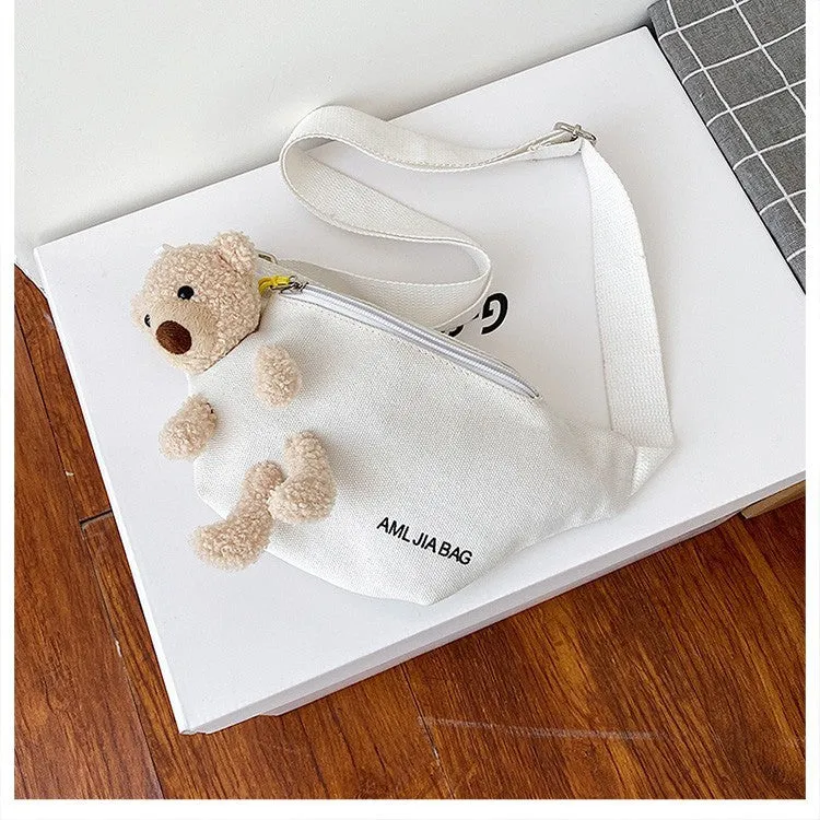 Women's Little Bear Canvas Fashionable Cute Crossbody Bags