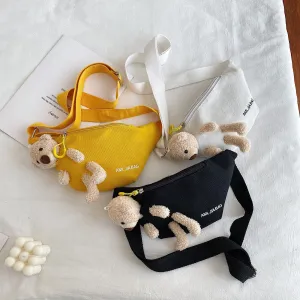 Women's Little Bear Canvas Fashionable Cute Crossbody Bags