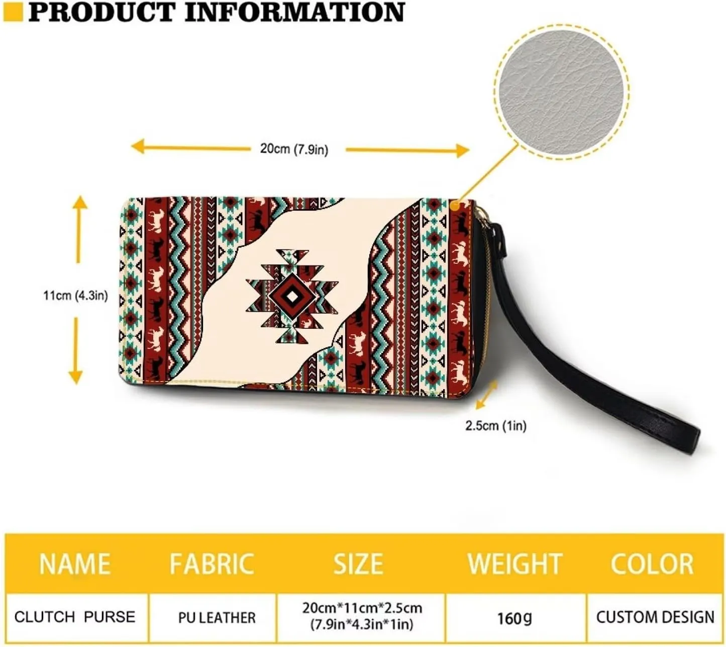 Women's Long Wallet Around Zipper Card Holder Purse Clutch Bag with Wristlet Strap