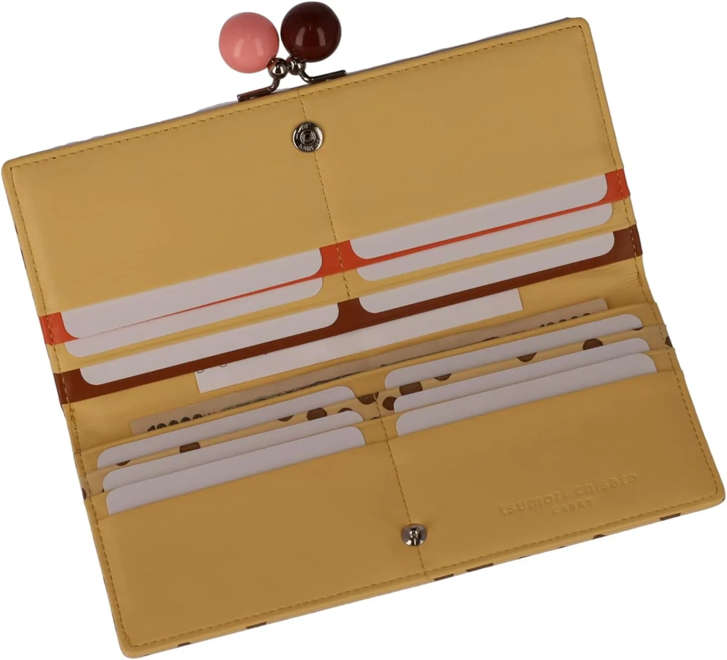 Women's Long Wallet with Dot Print Flap