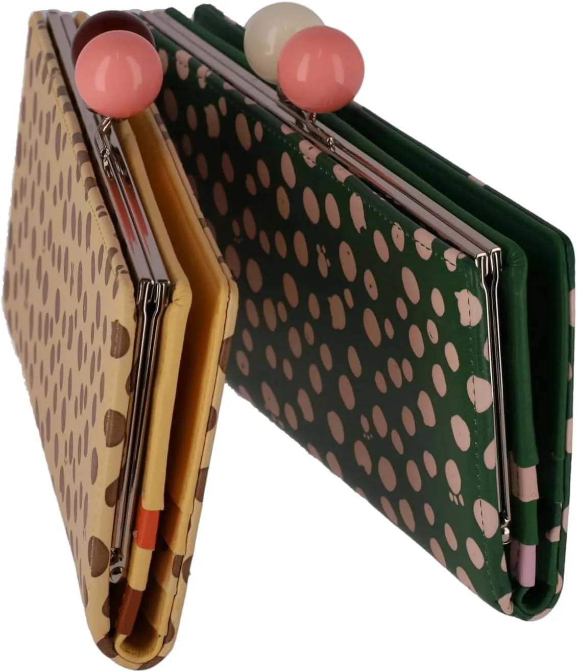 Women's Long Wallet with Dot Print Flap