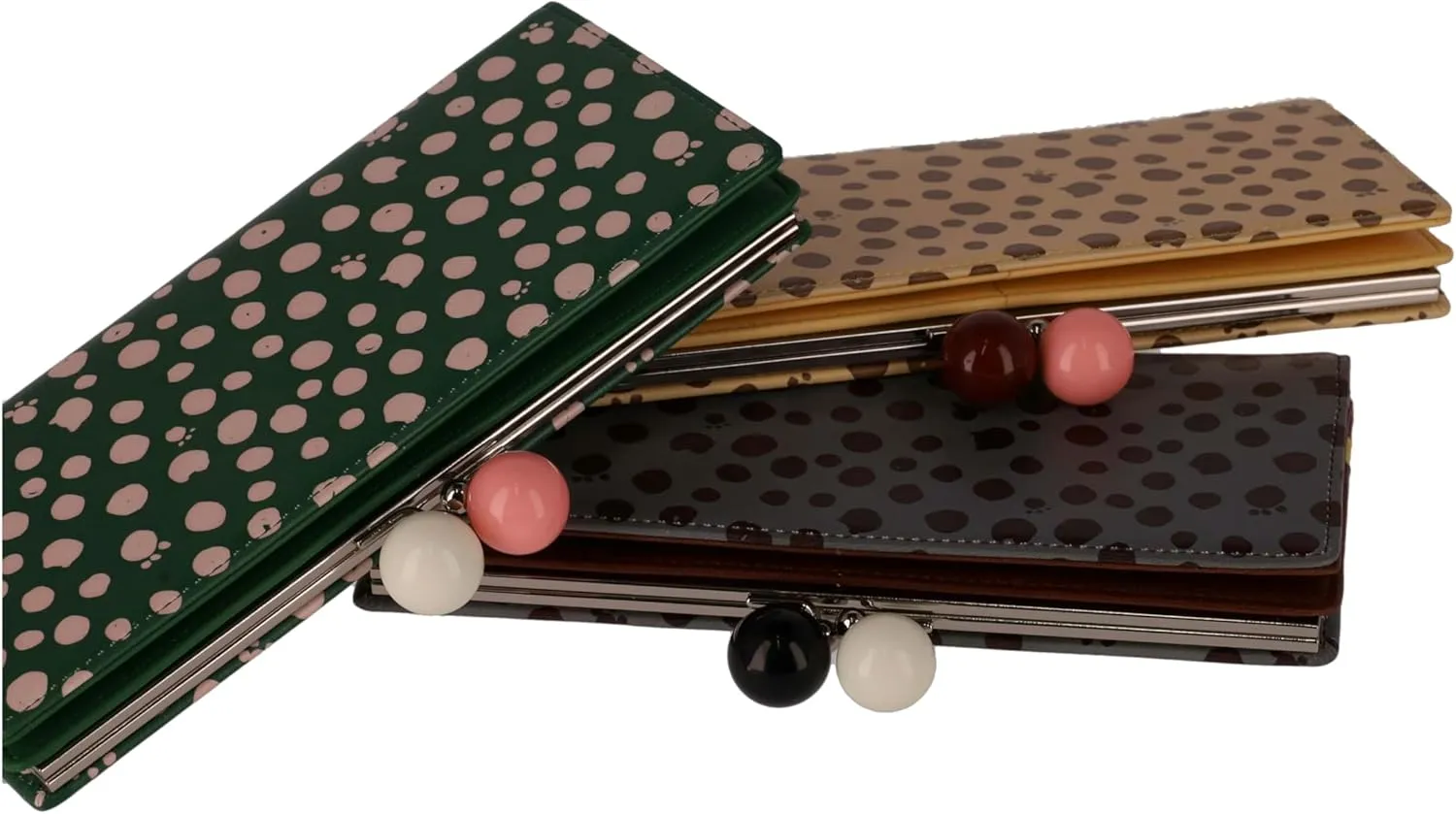 Women's Long Wallet with Dot Print Flap