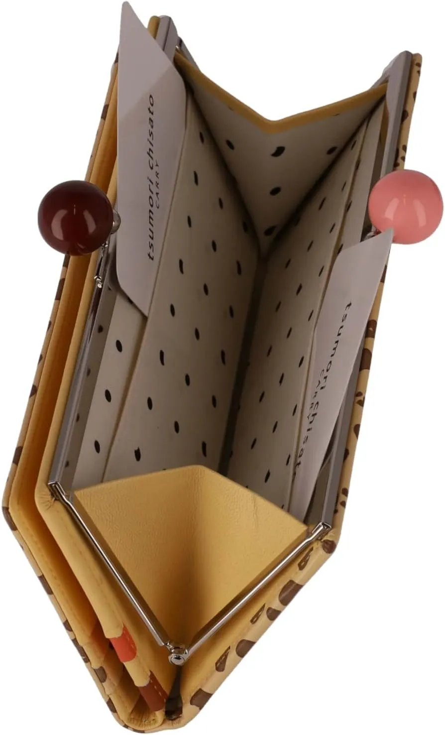 Women's Long Wallet with Dot Print Flap