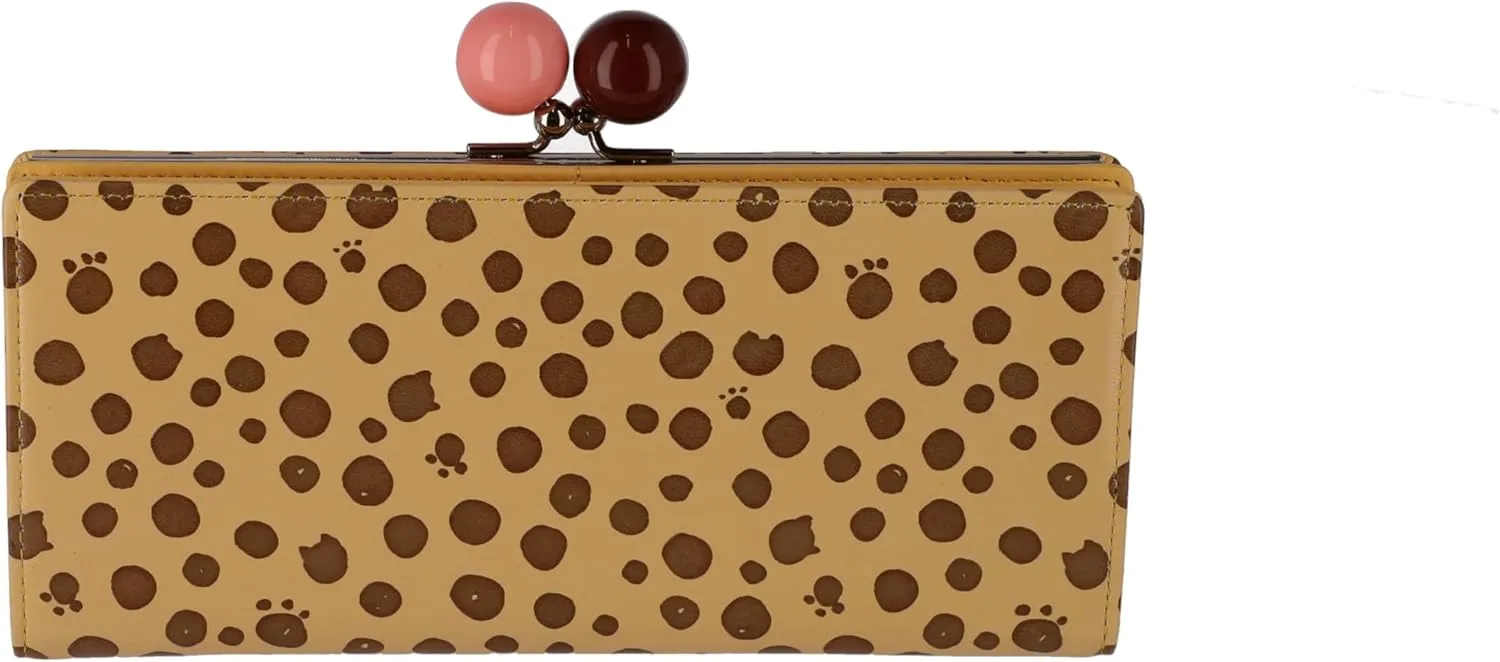 Women's Long Wallet with Dot Print Flap