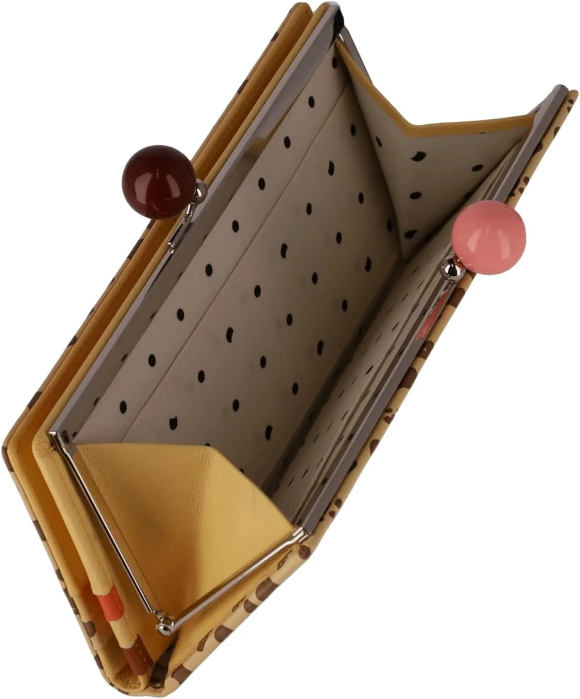 Women's Long Wallet with Dot Print Flap