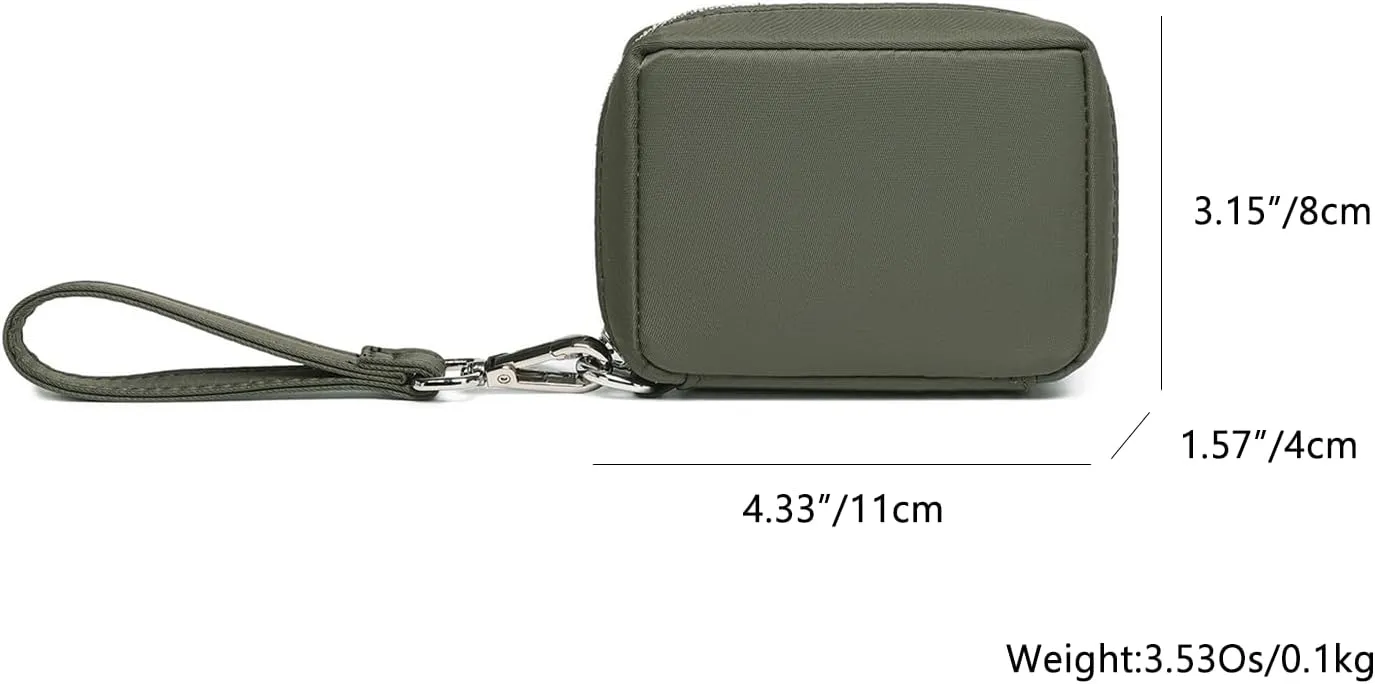 Womens Makeup Bag Wristband Bag Nylon Pouch Lightweight Ideal For Travel And Everyday Use (Nylon/Army Green)