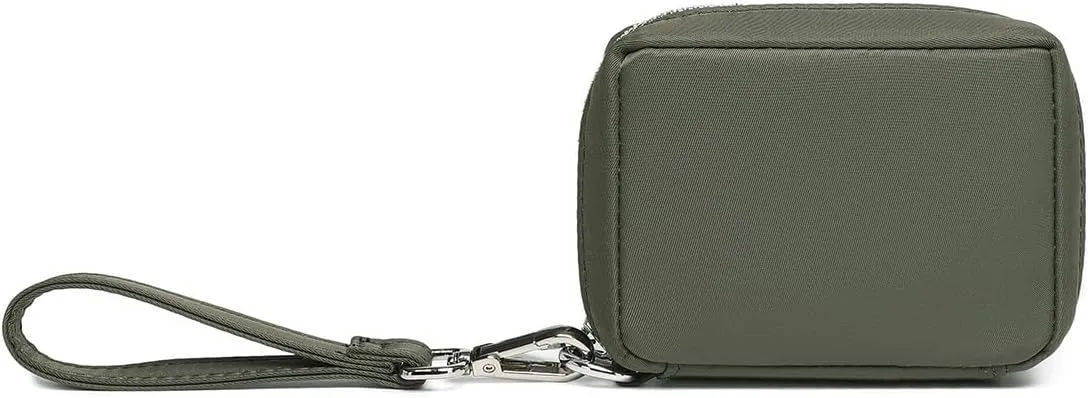 Womens Makeup Bag Wristband Bag Nylon Pouch Lightweight Ideal For Travel And Everyday Use (Nylon/Army Green)