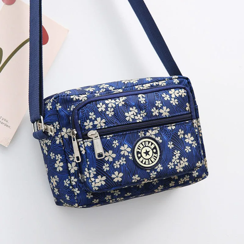 Women's Mother Oxford Cloth Flower Versatile Canvas Crossbody Bags