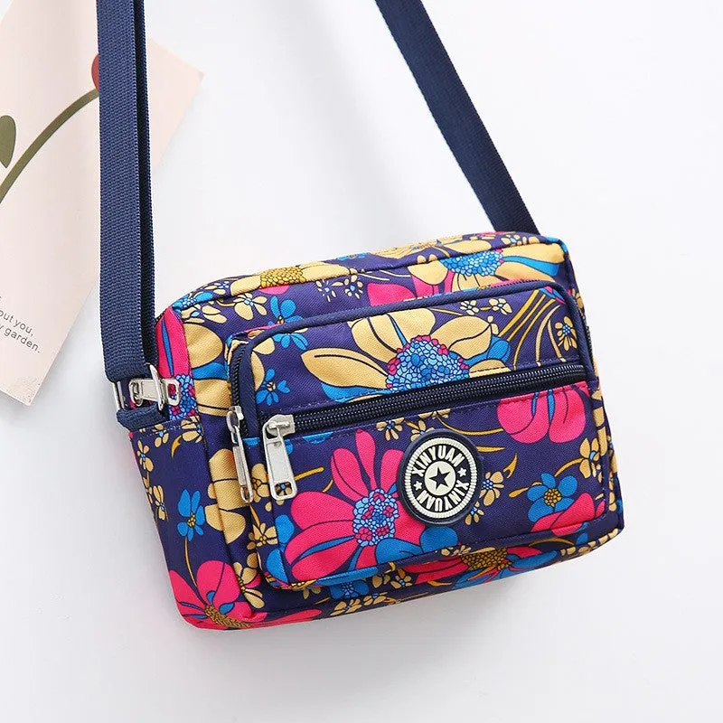 Women's Mother Oxford Cloth Flower Versatile Canvas Crossbody Bags