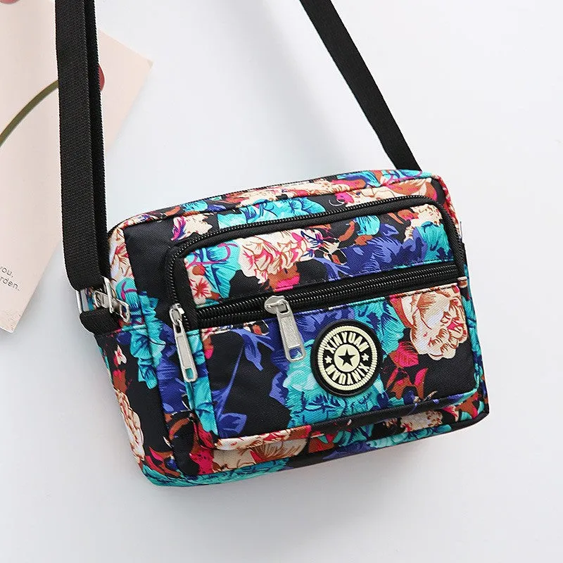 Women's Mother Oxford Cloth Flower Versatile Canvas Crossbody Bags