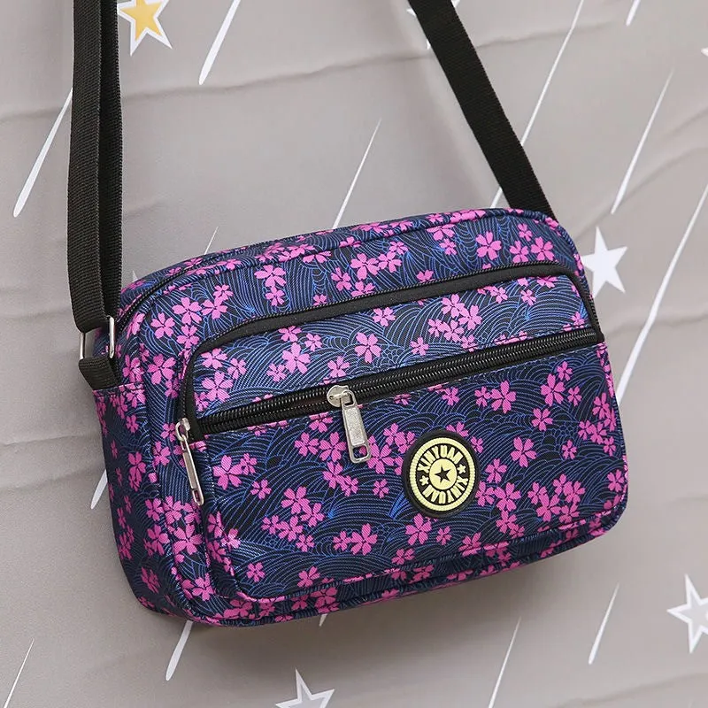 Women's Mother Oxford Cloth Flower Versatile Canvas Crossbody Bags